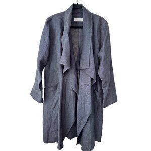 Terry Macey Womens Irish Linen Open Drape Front Overcoat Size M Gray Lagenlook